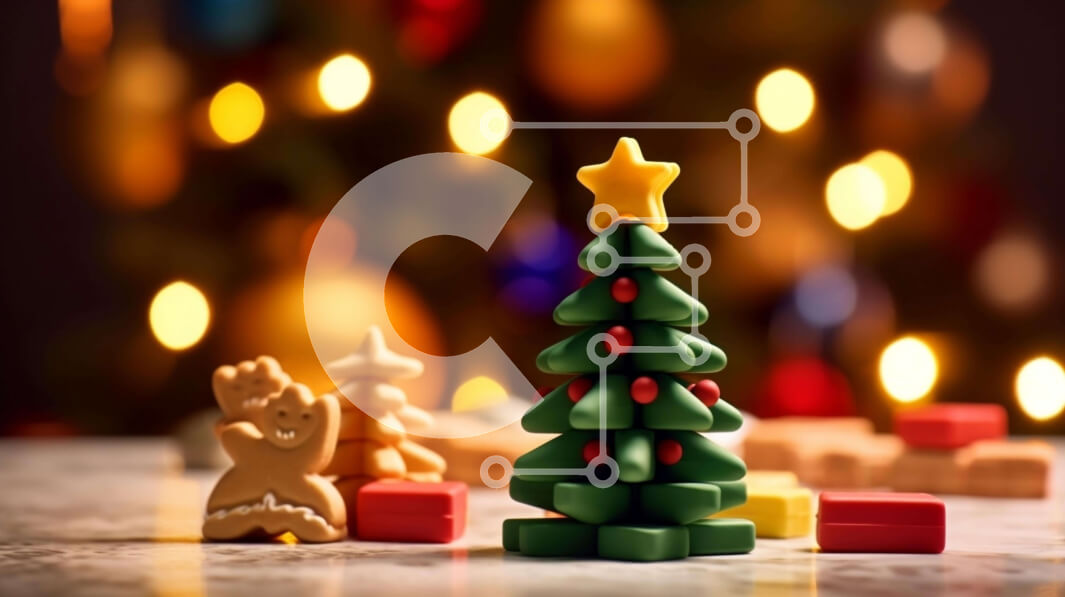 Intra Συλλεκτικό Ξύλινο Παζλ Plywood  4mm - Εορταστικό Χριστουγεννιάτικο Τραπέζι με Μελόψωμο Άντρες και Δέντρο Σε Ξύλινο Κουτί - Διαστάσεις: 10x10 cm – 25 κομμάτια