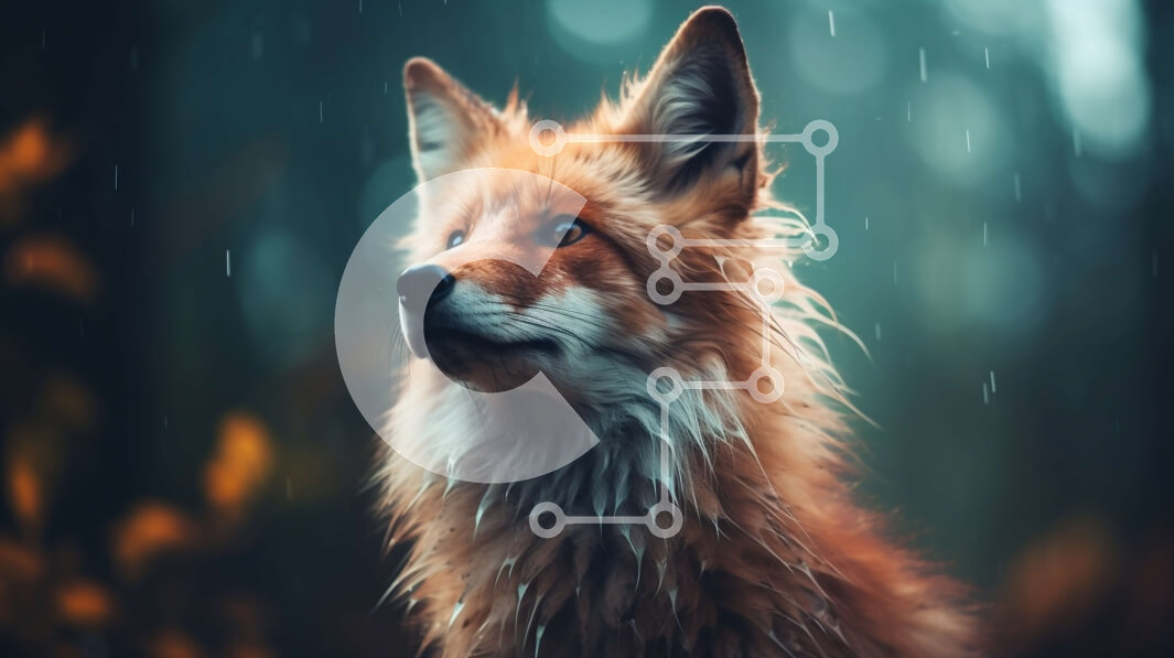 Σετ των 2 Intra Συλλεκτικό Ξύλινο Παζλ Plywood  4mm - Περίεργη κόκκινη αλεπού στη βροχή Σε Ξύλινο Κουτί - Διαστάσεις: 10x10 cm – 25 κομμάτια