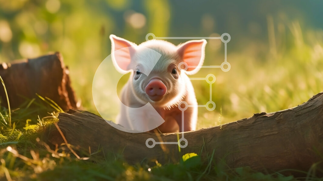 Intra Συλλεκτικό Ξύλινο Παζλ Plywood  4mm - Χαριτωμένη εικόνα ενός γουρουνιού σε ένα λιβάδι Σε Ξύλινο Κουτί - Διαστάσεις: 10x10 cm – 25 κομμάτια