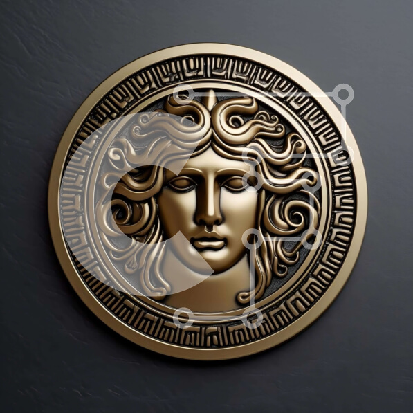 Intra Συλλεκτικό Ξύλινο Παζλ Plywood  4mm - Αρχαιοελληνικό νόμισμα της Μέδουσας σε μαύρο και χρυσό Σε Ξύλινο Κουτί - Διαστάσεις Puzzle: 10x10 cm – 25 κομμάτια