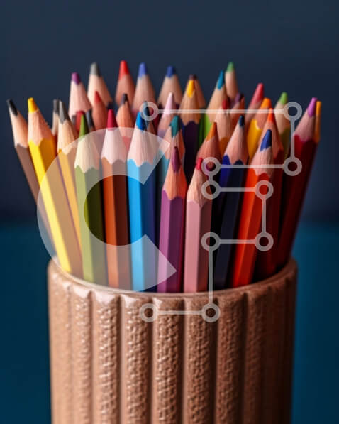 Intra Συλλεκτικό Ξύλινο Παζλ Plywood  4mm - Πολύχρωμη μολυβοθήκη με διαφορετικά χρωματιστά μολύβια φωτογραφία Σε Ξύλινο Κουτί - Διαστάσεις: 10x10 cm – 25 κομμάτια