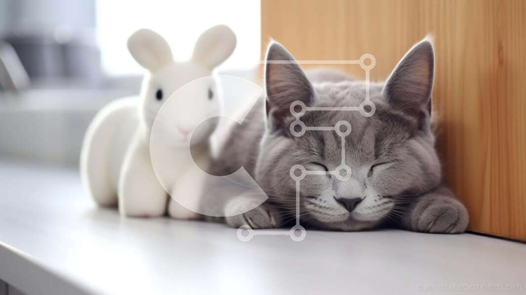 Intra Συλλεκτικό Ξύλινο Παζλ Plywood  4mm - Γάτα και κουνέλι κοιμούνται μαζί Σε Ξύλινο Κουτί - Διαστάσεις: 10x10 cm – 25 κομμάτια