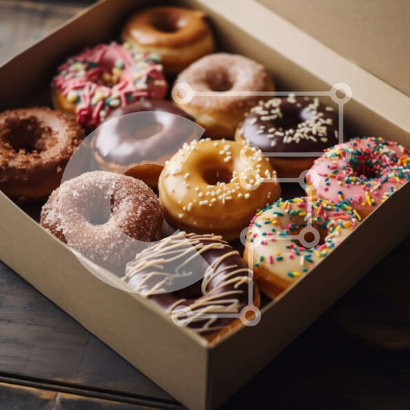 Σετ των 2 Intra Συλλεκτικό Ξύλινο Παζλ Plywood  4mm - Ποικιλία από ντόνατς σε κουτί Σε Ξύλινο Κουτί - Διαστάσεις: 10x10 cm – 25 κομμάτια