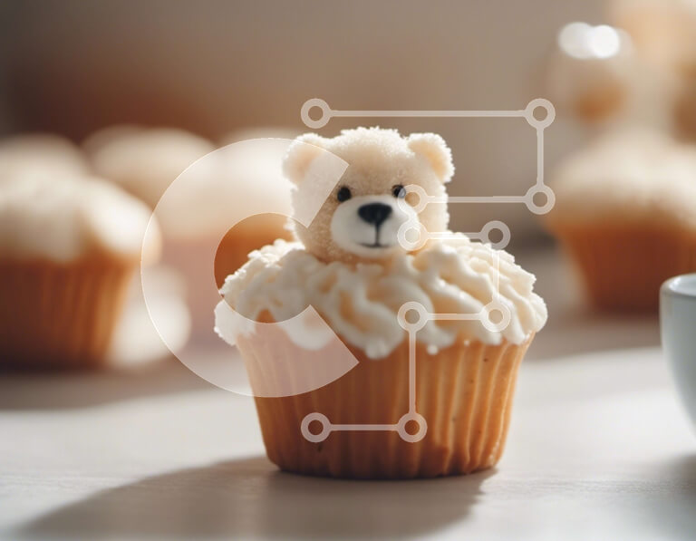 Σετ των 2 Intra Συλλεκτικό Ξύλινο Παζλ Plywood  4mm - Λευκό Cupcake με πάγωμα σε σχήμα αρκουδάκι Σε Ξύλινο Κουτί - Διαστάσεις: 10x10 cm – 25 κομμάτια