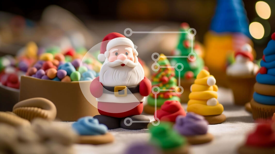 Intra Συλλεκτικό Ξύλινο Παζλ Plywood  4mm - Ειδώλιο Άγιου Βασίλη με πολύχρωμα χριστουγεννιάτικα μπισκότα και διακοσμητικά Σε Ξύλινο Κουτί - Διαστάσεις: 10x10 cm – 25 κομμάτια