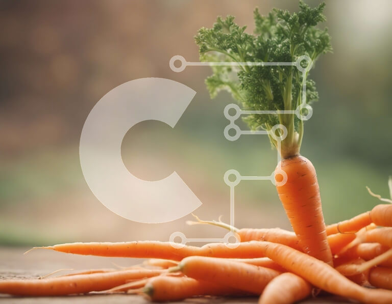 Σετ των 2 Intra Συλλεκτικό Ξύλινο Παζλ Plywood  4mm - Σωρός φρέσκων καρότων με καρότο που φυτρώνει Σε Ξύλινο Κουτί - Διαστάσεις: 10x10 cm – 25 κομμάτια