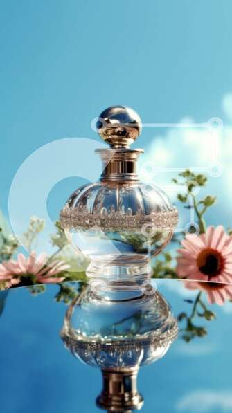 Intra Συλλεκτικό Ξύλινο Παζλ Plywood  4mm - Κομψό και εκλεπτυσμένο μπουκάλι αρώματος Chanel No.5 με λουλούδια Σε Ξύλινο Κουτί - Διαστάσεις Puzzle: 10x10 cm – 25 κομμάτια