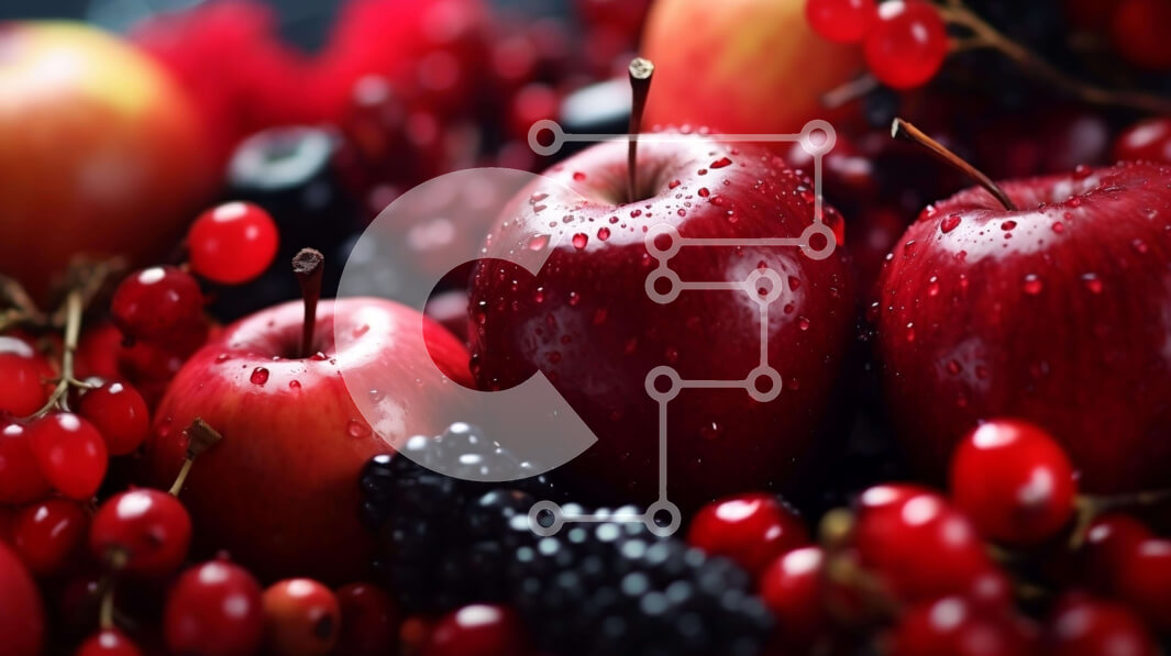 Σετ των 2 Intra Συλλεκτικό Ξύλινο Παζλ Plywood  4mm - Ποικιλία φρούτων - Μήλα, βατόμουρα, σμέουρα με σταγόνες νερού Σε Ξύλινο Κουτί - Διαστάσεις: 10x10 cm – 25 κομμάτια