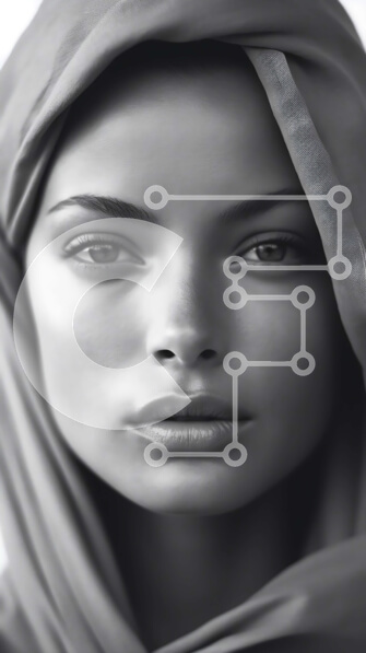 Intra Συλλεκτικό Ξύλινο Παζλ Plywood  4mm - Σοβαρό πορτρέτο γυναίκας Hijabi Σε Ξύλινο Κουτί - Διαστάσεις Puzzle: 10x10 cm – 25 κομμάτια