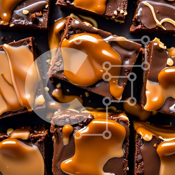 Σετ των 2 Intra Συλλεκτικό Ξύλινο Παζλ Plywood  4mm - Δελεαστική εικόνα από Brownies σοκολάτας με σάλτσα καραμέλας Σε Ξύλινο Κουτί - Διαστάσεις: 10x10 cm – 25 κομμάτια