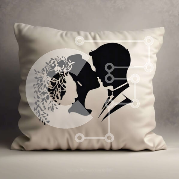 Intra Συλλεκτικό Ξύλινο Παζλ Plywood  4mm - Μαξιλάρι σιλουέτας νύφης και γαμπρού Σε Ξύλινο Κουτί - Διαστάσεις: 10x10 cm – 25 κομμάτια