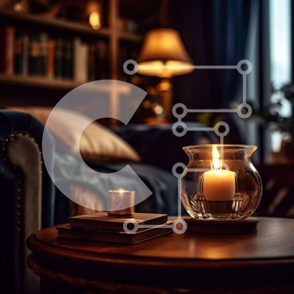 Intra Συλλεκτικό Ξύλινο Παζλ Plywood  4mm - Άνετο σαλόνι με ράφι και αναμμένο κερί στο τραπέζι Σε Ξύλινο Κουτί - Διαστάσεις Puzzle: 10x10 cm – 25 κομμάτια