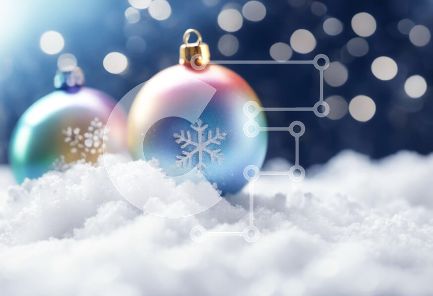 Intra Συλλεκτικό Ξύλινο Παζλ Plywood  4mm - Πολύχρωμα στολίδια χιονοστιβάδας στο χιόνι με φώτα και νιφάδες χιονιού Σε Ξύλινο Κουτί - Διαστάσεις: 10x10 cm – 25 κομμάτια