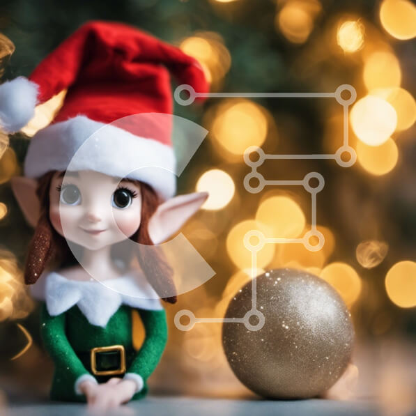 Intra Συλλεκτικό Ξύλινο Παζλ Plywood  4mm - Κούκλα ξωτικού με χρυσή μπάλα και πολύχρωμα φώτα Σε Ξύλινο Κουτί - Διαστάσεις: 10x10 cm – 25 κομμάτια