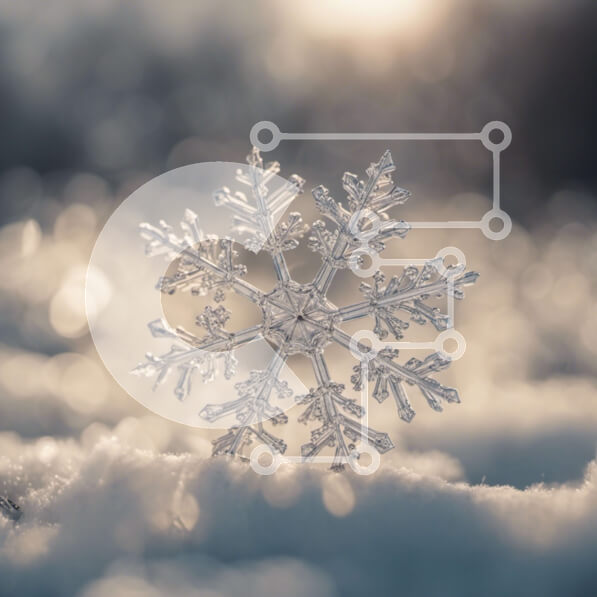 Intra Συλλεκτικό Ξύλινο Παζλ Plywood  4mm - Νιφάδα χιονιού στο χιόνι κατά τη χειμερινή περίοδο Σε Ξύλινο Κουτί - Διαστάσεις: 10x10 cm – 25 κομμάτια