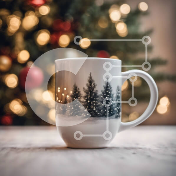 Intra Συλλεκτικό Ξύλινο Παζλ Plywood  4mm - Κούπα καφέ για διακοπές με σχέδιο Snowy Trees Σε Ξύλινο Κουτί - Διαστάσεις: 10x10 cm – 25 κομμάτια