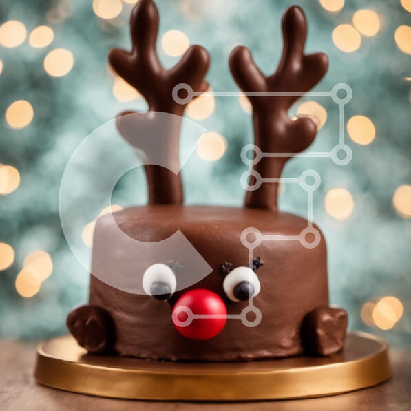 Σετ των 2 Intra Συλλεκτικό Ξύλινο Παζλ Plywood  4mm - Σοκολατένιο κέικ ταράνδων για την εορταστική περίοδο Σε Ξύλινο Κουτί - Διαστάσεις: 10x10 cm – 25 κομμάτια