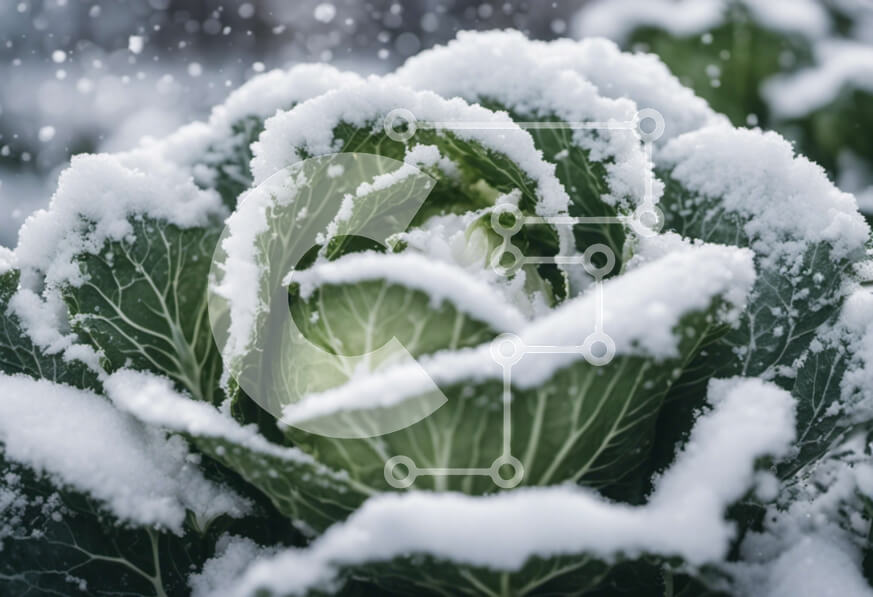 Intra Συλλεκτικό Ξύλινο Παζλ Plywood  4mm - Χιονισμένο φυτό λάχανου το χειμώνα Σε Ξύλινο Κουτί - Διαστάσεις: 10x10 cm – 25 κομμάτια