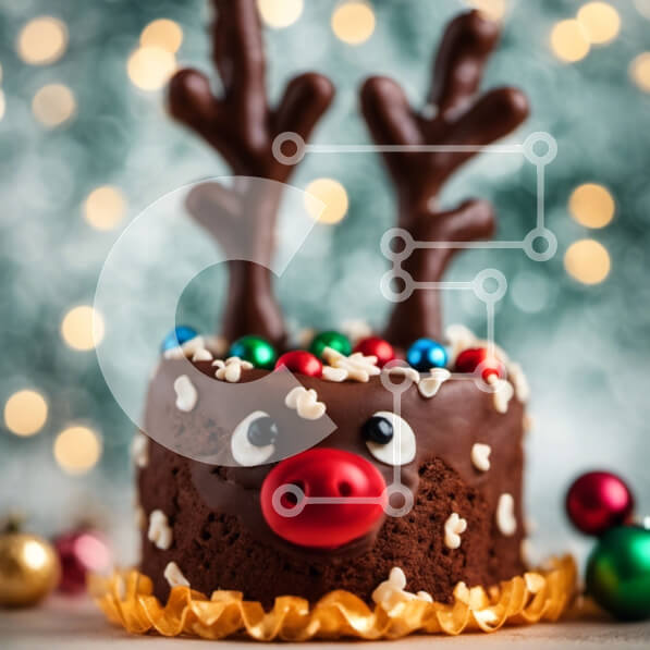 Σετ των 2 Intra Συλλεκτικό Ξύλινο Παζλ Plywood  4mm - Κέικ σοκολάτας με κέρατα ταράνδου και χριστουγεννιάτικα στολίδια Σε Ξύλινο Κουτί - Διαστάσεις: 10x10 cm – 25 κομμάτια