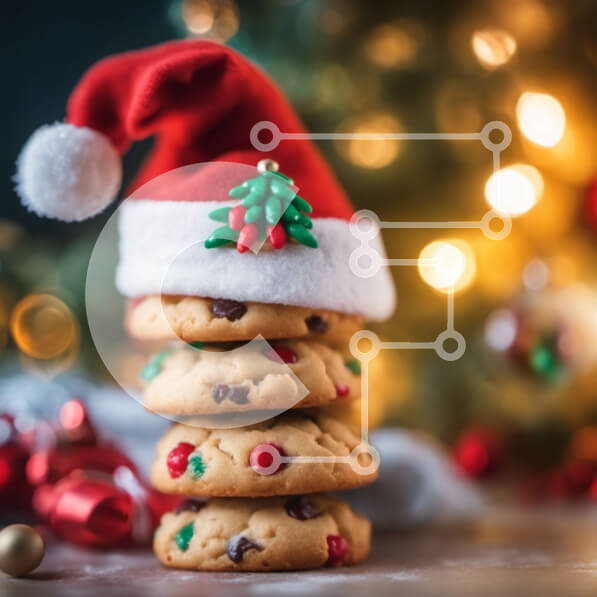 Σετ των 2 Intra Συλλεκτικό Ξύλινο Παζλ Plywood  4mm - Εορταστική στοίβα από χριστουγεννιάτικα μπισκότα με καπέλο Άγιου Βασίλη Σε Ξύλινο Κουτί - Διαστάσεις: 10x10 cm – 25 κομμάτια