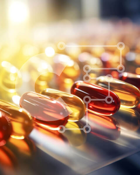 Intra Συλλεκτικό Ξύλινο Παζλ Plywood  4mm - Πολύχρωμες κάψουλες χαπιών στο τραπέζι Σε Ξύλινο Κουτί - Διαστάσεις Puzzle: 10x10 cm – 25 κομμάτια