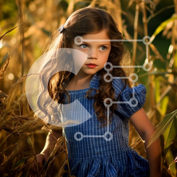 Intra Συλλεκτικό Ξύλινο Παζλ Plywood  4mm - Όμορφη εικόνα ενός νεαρού κοριτσιού σε ένα χωράφι με ψηλό γρασίδι στο ηλιοβασίλεμα Σε Ξύλινο Κουτί - Διαστάσεις Puzzle: 10x10 cm – 25 κομμάτια