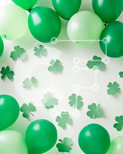 Intra Συλλεκτικό Ξύλινο Παζλ Plywood  4mm - Εορτασμός της Ημέρας του Αγίου Πατρικίου με πράσινα μπαλόνια και χάρτινες εγκοπές από τριφύλλι Σε Ξύλινο Κουτί - Διαστάσεις: 10x10 cm – 25 κομμάτια