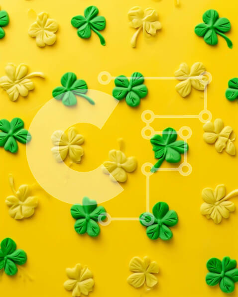 Intra Συλλεκτικό Ξύλινο Παζλ Plywood  4mm - Μπισκότα τριφύλλι ημέρας του Αγίου Πατρικίου σε πορτοκαλί φόντο Σε Ξύλινο Κουτί - Διαστάσεις: 10x10 cm – 25 κομμάτια