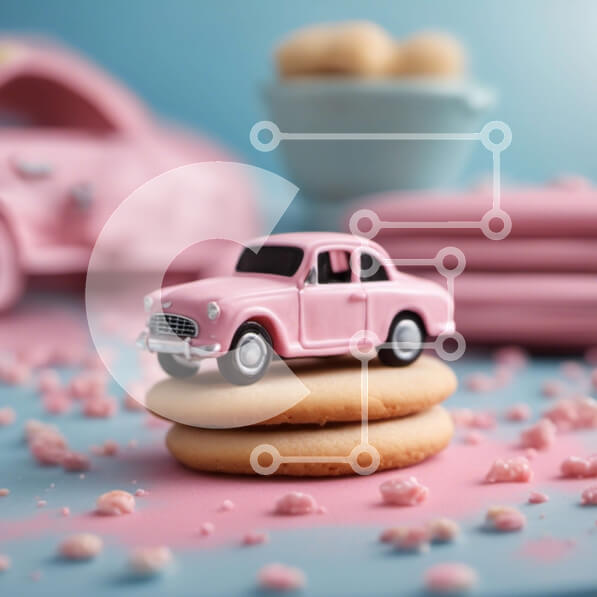 Intra Συλλεκτικό Ξύλινο Παζλ Plywood  4mm - Ροζ παιχνίδι αυτοκίνητο σε στοίβες μπισκότων Σε Ξύλινο Κουτί - Διαστάσεις: 10x10 cm – 25 κομμάτια