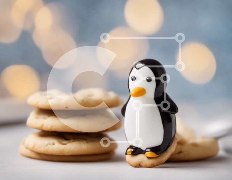 Σετ των 2 Intra Συλλεκτικό Ξύλινο Παζλ Plywood  4mm - Χαριτωμένο ειδώλιο πιγκουίνου σε στοίβες μπισκότων Σε Ξύλινο Κουτί - Διαστάσεις: 10x10 cm – 25 κομμάτια