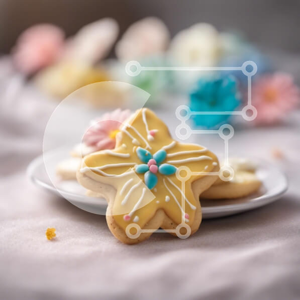 Σετ των 2 Intra Συλλεκτικό Ξύλινο Παζλ Plywood  4mm - Διακοσμημένα μπισκότα σε λευκό πιάτο Σε Ξύλινο Κουτί - Διαστάσεις: 10x10 cm – 25 κομμάτια