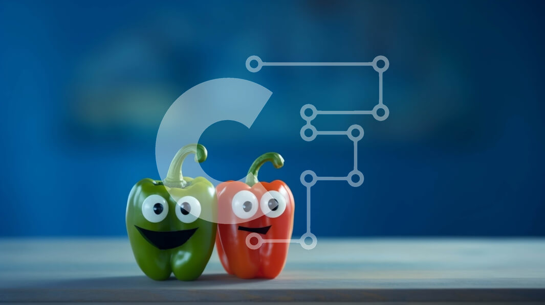 Σετ των 2 Intra Συλλεκτικό Ξύλινο Παζλ Plywood  4mm - Πράσινες και κόκκινες πιπεριές με χαμογελαστά πρόσωπα σε μπλε φόντο Σε Ξύλινο Κουτί - Διαστάσεις: 10x10 cm – 25 κομμάτια