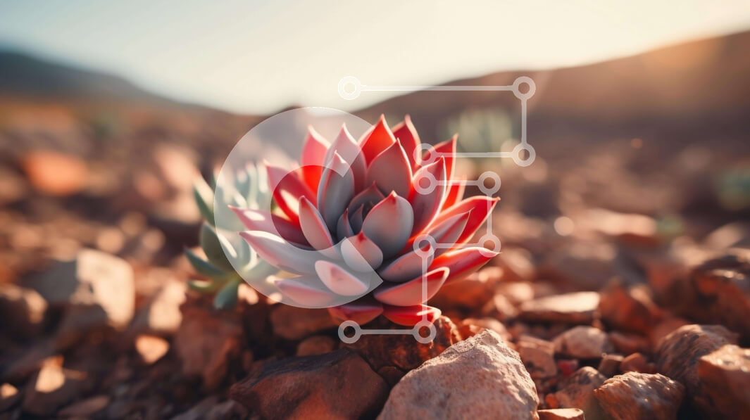 Intra Συλλεκτικό Ξύλινο Παζλ Plywood  4mm - Κόκκινο παχύφυτο στο έρημο τοπίο Σε Ξύλινο Κουτί - Διαστάσεις: 10x10 cm – 25 κομμάτια