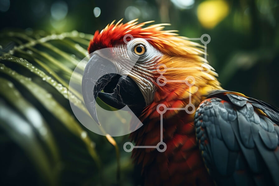 Σετ των 2 Intra Συλλεκτικό Ξύλινο Παζλ Plywood  4mm - Κοντινή όψη ενός πολύχρωμου παπαγάλου Σε Ξύλινο Κουτί - Διαστάσεις: 10x10 cm – 25 κομμάτια