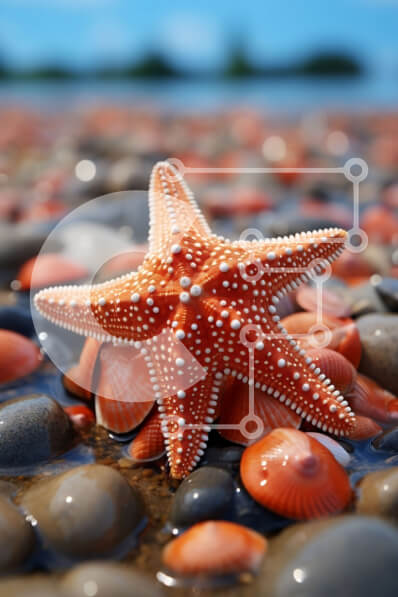 Σετ των 2 Intra Συλλεκτικό Ξύλινο Παζλ Plywood  4mm - Όμορφη εικόνα ενός κόκκινου αστερία σε μια ήσυχη παραλία Σε Ξύλινο Κουτί - Διαστάσεις: 10x10 cm – 25 κομμάτια