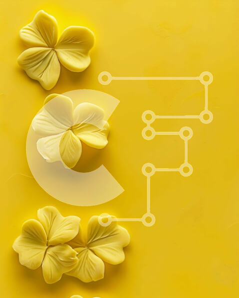 Intra Συλλεκτικό Ξύλινο Παζλ Plywood  4mm - Κίτρινα σχήματα λουλουδιών σε κίτρινο φόντο Σε Ξύλινο Κουτί - Διαστάσεις: 10x10 cm – 25 κομμάτια