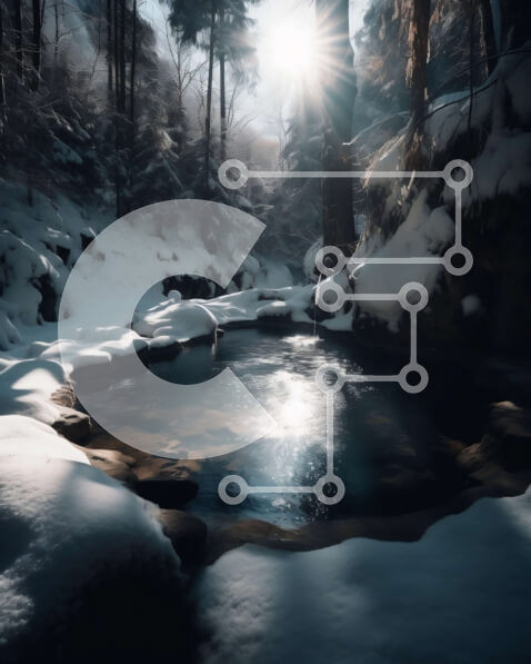 Intra Συλλεκτικό Ξύλινο Παζλ Plywood  4mm - Όμορφη εικόνα μιας λίμνης χειμερινού δάσους με δέντρα καλυμμένα με χιόνι Σε Ξύλινο Κουτί - Διαστάσεις: 10x10 cm – 25 κομμάτια