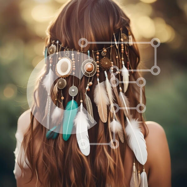 Intra Συλλεκτικό Ξύλινο Παζλ Plywood  4mm - Γαλήνια γυναίκα με κόμμωση ιθαγενών αμερικανικού τύπου Σε Ξύλινο Κουτί - Διαστάσεις Puzzle: 10x10 cm – 25 κομμάτια