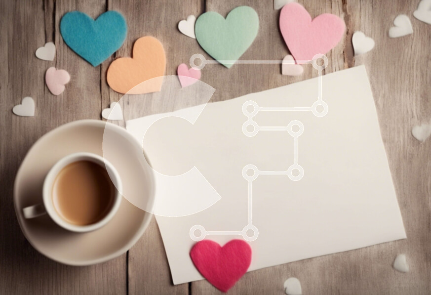 Σετ των 2 Intra Συλλεκτικό Ξύλινο Παζλ Plywood  4mm - Ρομαντικό φλιτζάνι καφέ με καρδιές Σε Ξύλινο Κουτί - Διαστάσεις: 10x10 cm – 25 κομμάτια