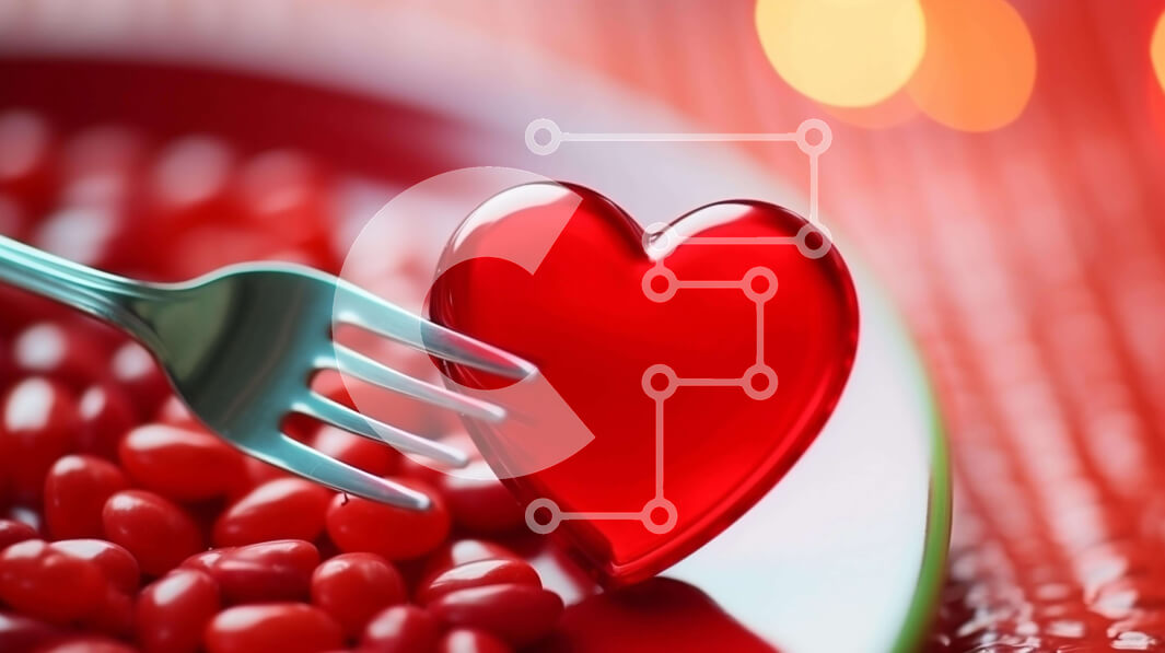 Intra Συλλεκτικό Ξύλινο Παζλ Plywood  4mm - Πιρούνι και Ζελέ φασόλια σε σχήμα καρδιάς για την ημέρα του Αγίου Βαλεντίνου Σε Ξύλινο Κουτί - Διαστάσεις Puzzle: 10x10 cm – 25 κομμάτια