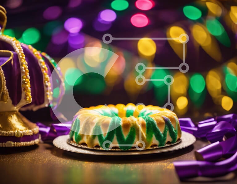 Σετ των 2 Intra Συλλεκτικό Ξύλινο Παζλ Plywood  4mm - Κέικ με πράσινες και μωβ διακοσμήσεις σε ένα άδειο πιάτο Σε Ξύλινο Κουτί - Διαστάσεις: 10x10 cm – 25 κομμάτια