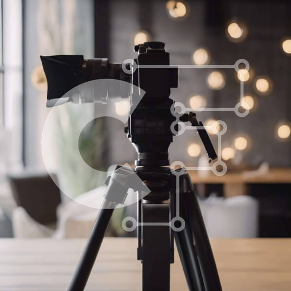 Intra Συλλεκτικό Ξύλινο Παζλ Plywood  4mm - Τρίποδα κάμερας με φώτα και φλιτζάνι καφέ Σε Ξύλινο Κουτί - Διαστάσεις Puzzle: 10x10 cm – 25 κομμάτια