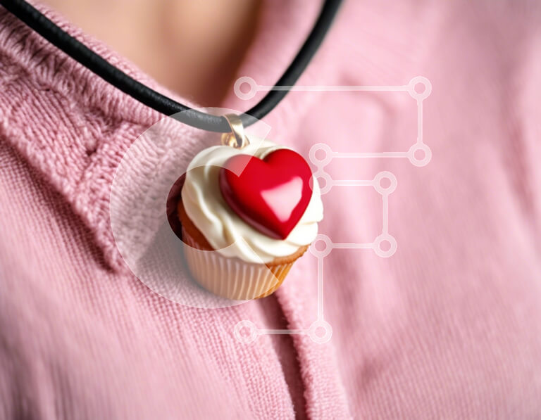 Intra Συλλεκτικό Ξύλινο Παζλ Plywood  4mm - Κρεμαστό κολιέ Cupcake σε κοντινό πλάνο Σε Ξύλινο Κουτί - Διαστάσεις Puzzle: 10x10 cm – 25 κομμάτια