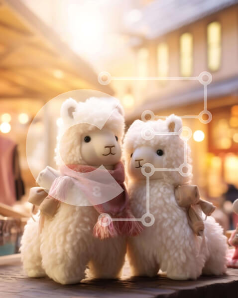 Intra Συλλεκτικό Ξύλινο Παζλ Plywood  4mm - Αλπακά γεμιστά που αγκαλιάζονται σε ένα ξύλινο τραπέζι Σε Ξύλινο Κουτί - Διαστάσεις Puzzle: 10x10 cm – 25 κομμάτια