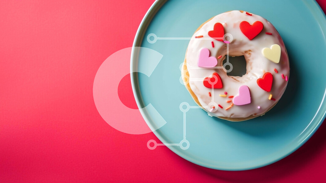 Σετ των 2 Intra Συλλεκτικό Ξύλινο Παζλ Plywood  4mm - Ντόνατ με πασπαλίσματα σε σχήμα καρδιάς σε μπλε πιάτο Σε Ξύλινο Κουτί - Διαστάσεις: 10x10 cm – 25 κομμάτια