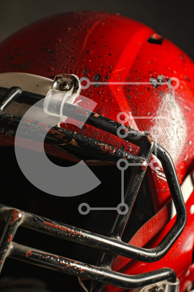 Intra Συλλεκτικό Ξύλινο Παζλ Plywood  4mm - Βρεγμένο και βρώμικο κόκκινο κράνος ποδοσφαίρου Σε Ξύλινο Κουτί - Διαστάσεις Puzzle: 10x10 cm – 25 κομμάτια