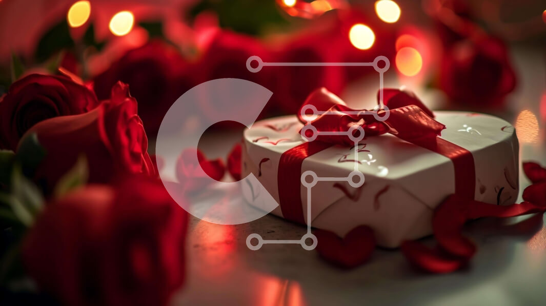 Intra Συλλεκτικό Ξύλινο Παζλ Plywood  4mm - Δώρο του Αγίου Βαλεντίνου με κόκκινα τριαντάφυλλα και μπαλόνια Σε Ξύλινο Κουτί - Διαστάσεις: 10x10 cm – 25 κομμάτια