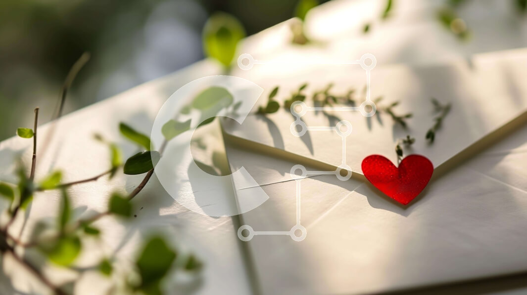 Intra Συλλεκτικό Ξύλινο Παζλ Plywood  4mm - Ρομαντικός φάκελος με καρδιά και πράσινα φύλλα Σε Ξύλινο Κουτί - Διαστάσεις: 10x10 cm – 25 κομμάτια