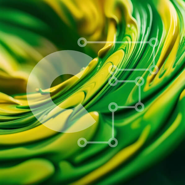 Intra Συλλεκτικό Ξύλινο Παζλ Plywood  4mm - Κινηματογράφηση σε πρώτο πλάνο ζωηρών στροβιλισμών πράσινου και κίτρινου χρώματος Σε Ξύλινο Κουτί - Διαστάσεις Puzzle: 10x10 cm – 25 κομμάτια