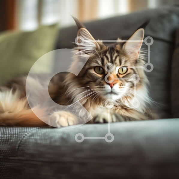 Intra Συλλεκτικό Ξύλινο Παζλ Plywood  4mm - Αξιολάτρευτη εικόνα μιας μακρυμάλλης γάτας σε έναν καναπέ Σε Ξύλινο Κουτί - Διαστάσεις: 10x10 cm – 25 κομμάτια